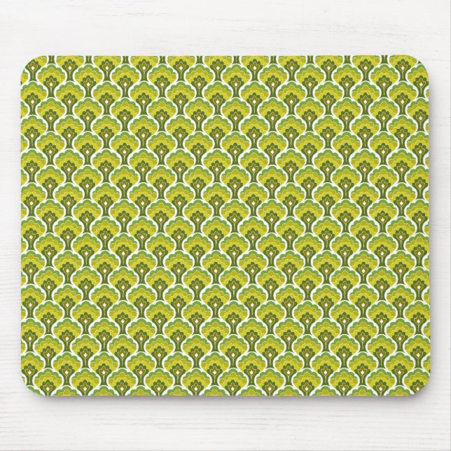 retro tree pattern - green mouse pad (Front)