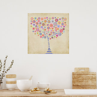 Retro Tree Personalised Name Room Wall Poster