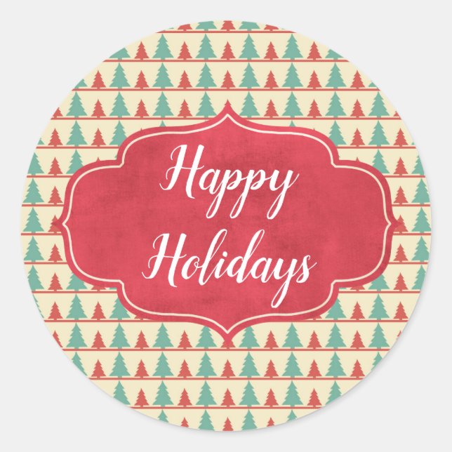 Retro Tree Silhouettes Customizable Classic Round Sticker (Front)