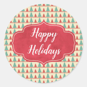 Retro Tree Silhouettes Customizable Classic Round Sticker