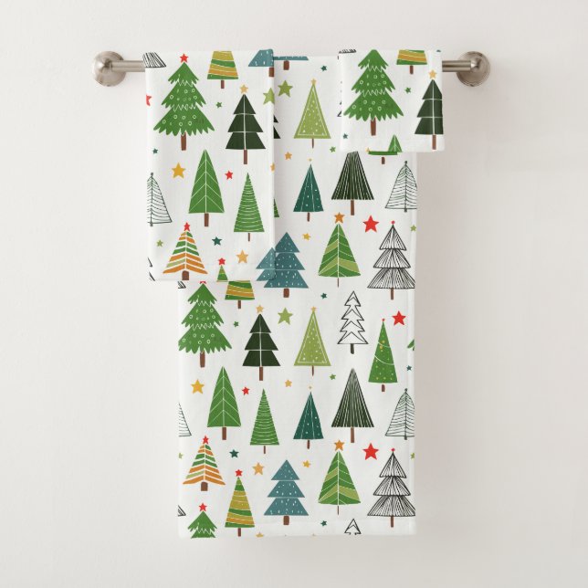 Retro Trees Bath Towel Set (Insitu)