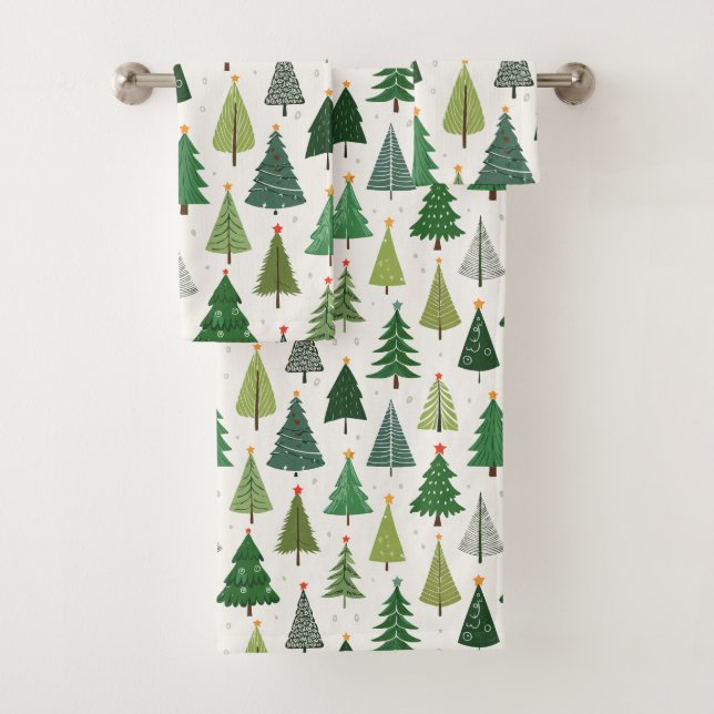 Retro Trees Bath Towel Set (Insitu)