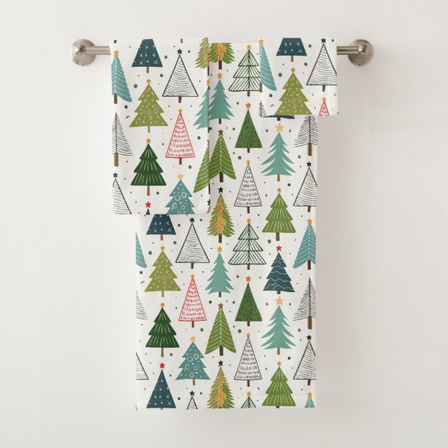 Retro Trees Bath Towel Set (Insitu)