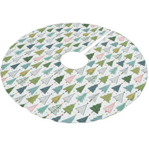 Retro Trees Brushed Polyester Tree Skirt