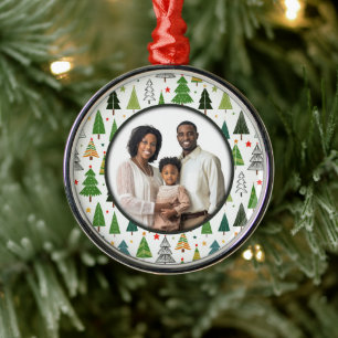 Retro Trees Metal Ornament