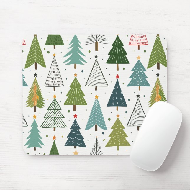 Retro Trees Mouse Pad (With Mouse)