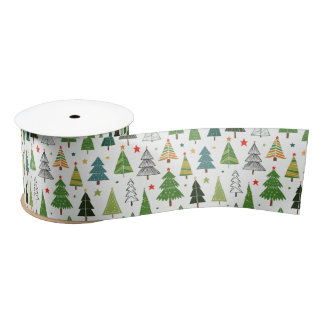 Retro Trees Satin Ribbon