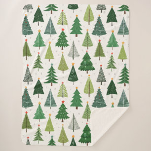 Retro Trees Sherpa Blanket