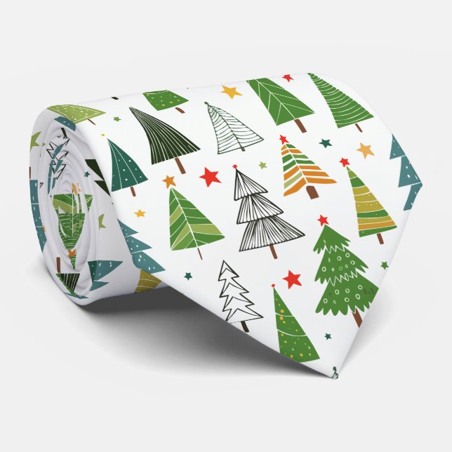 Retro Trees Tie (Rolled)