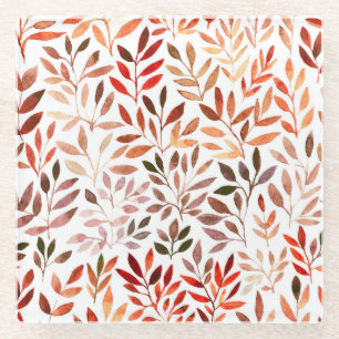 Retro trees, watercolor seamless pattern. glass coaster