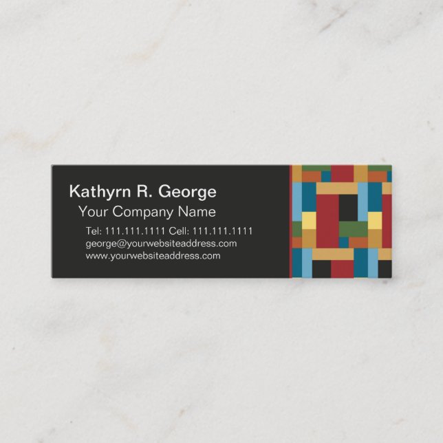 Retro Trend Geometric Elegant Colourful Mini Business Card (Front)