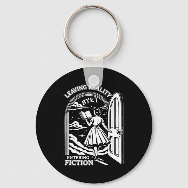 Retro Trendy Bookish Book Lover Reading Quotes Lea Keychain (Front)