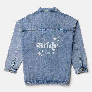 Retro Trendy Bride with Boho Stars Denim Jacket