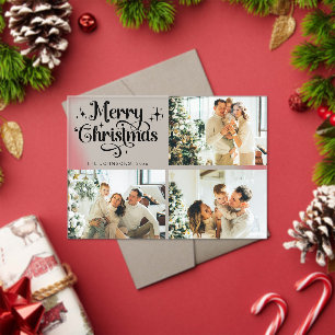 Retro Trendy Family Photo Collage Christmas Card Acrylic Invitations
