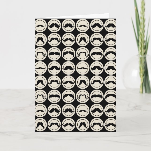 Retro Trendy Handlebar Moustache Card (Front)