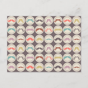 Retro Trendy Handlebar Moustache Postcard