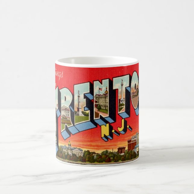 Retro Trenton NJ Postcard Coffee Mug (Center)