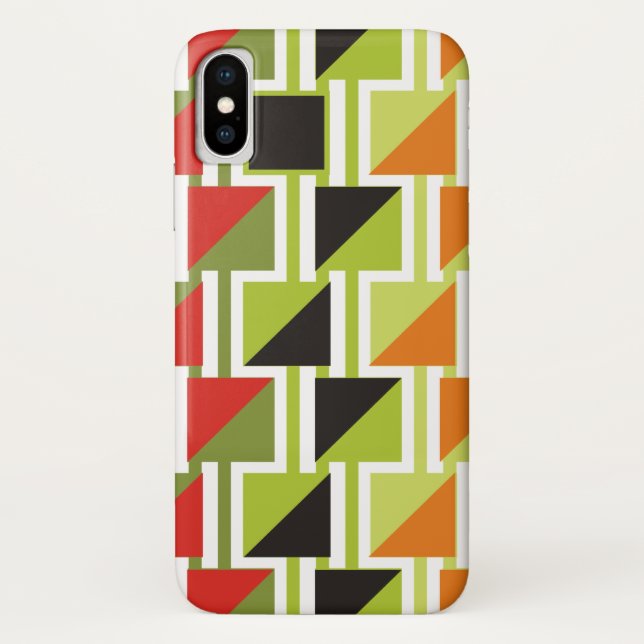 Retro triange pattern and green, black squares Case-Mate iPhone case (Back)