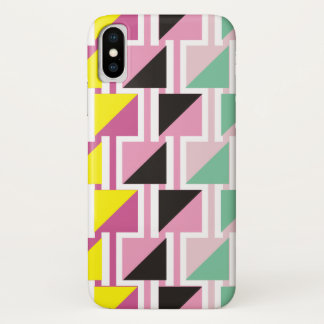 Retro triange pattern and pink, mint squares Case-Mate iPhone case