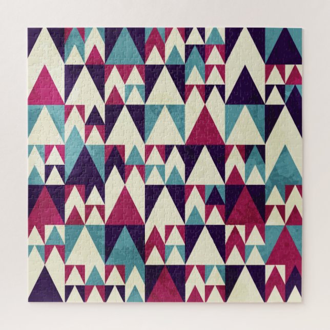 Retro Triangle Geometric Seamless Pattern Jigsaw Puzzle (Vertical)