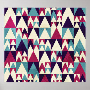 Retro Triangle Geometric Seamless Pattern Poster