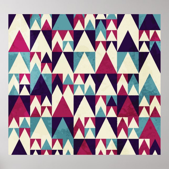 Retro Triangle Geometric Seamless Pattern Poster (Front)