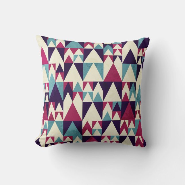 Retro Triangle Geometric Seamless Pattern Throw Pillow (Front)