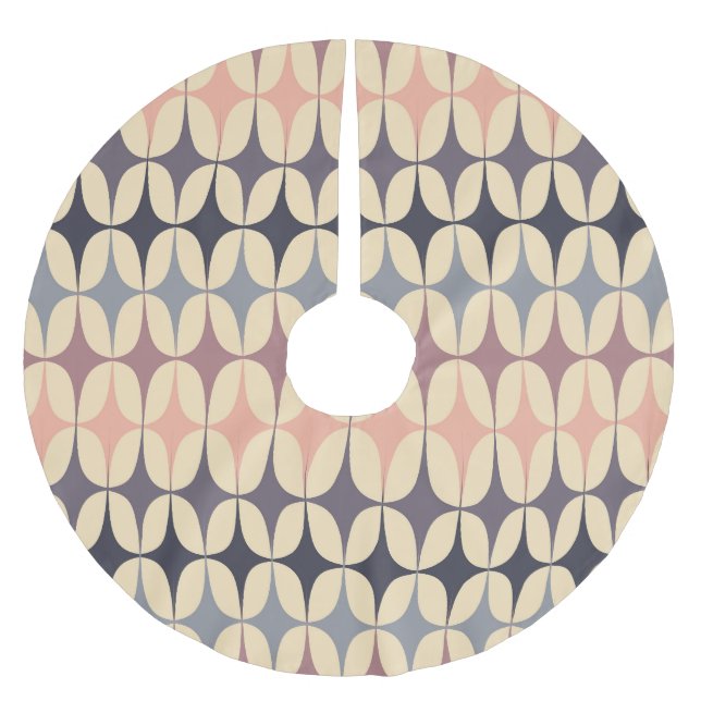 Retro Triangles Abstract Geometric Pattern Brushed Polyester Tree Skirt (Front)