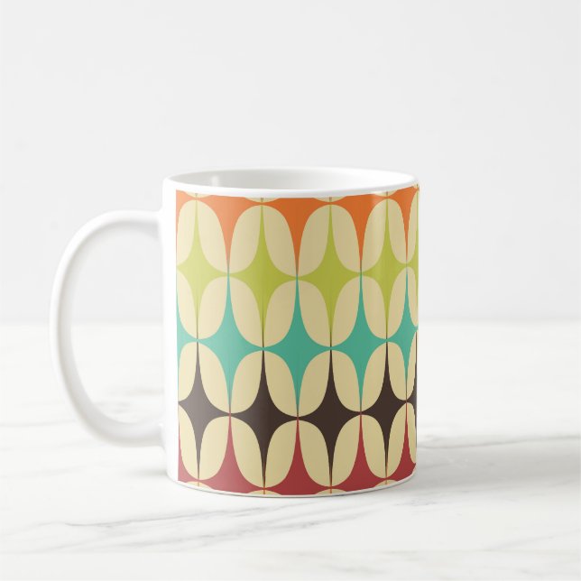 Retro Triangles: Geometric Pattern Throwback Coffee Mug (Left)