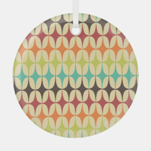 Retro Triangles: Geometric Pattern Throwback Glass Ornament