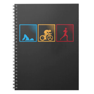 Retro Triathlon Swimming Cycling Running Athlete Notebook