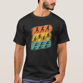 Retro Triathlon Swimming Cycling Running Triathlet T-Shirt