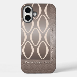 Retro Tribal in Taupe and Almond (Personalized) iPhone 16 Plus Case