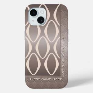 Retro Tribal in Taupe and Almond - Personalized iPhone 15 Case