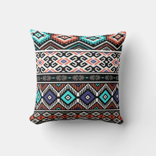 Retro Tribal Navajo: Geometric Seamless. Throw Pillow