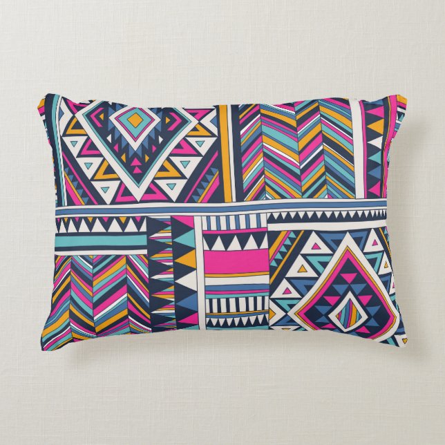 Retro tribal, vintage geometric pattern. accent pillow (Front)