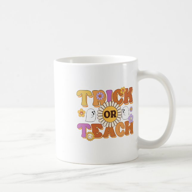 Retro Trick Or Teach Ghost Teacher Halloween Costu Coffee Mug (Right)