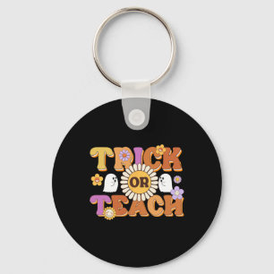 Retro Trick Or Teach Ghost Teacher Halloween Costu Keychain