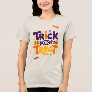 Retro Trick or Treat Halloween Graphic T-Shirt Tri-Blend Shirt