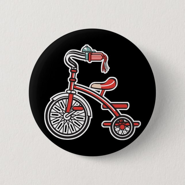 retro tricycle 2 inch round button (Front)