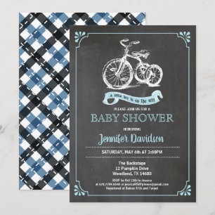 Retro trike invitation bébé garçon douche. Un garç