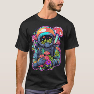 Retro Trippy Astronaut Mushroom Art Edm Festival T-Shirt