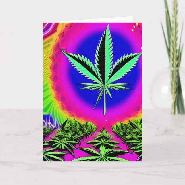 Retro Trippy Psychedelic Hippy Groovy 60's Peace H Holiday Card (Front)