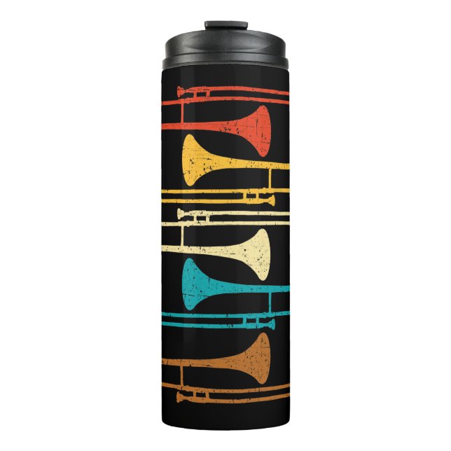 Retro Trombone - Jazz Thermal Tumbler (Front)