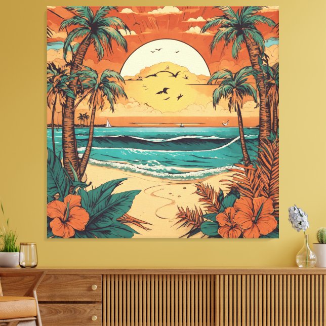 Retro Tropic Calm Canvas Print (Insitu(LivingRoom))
