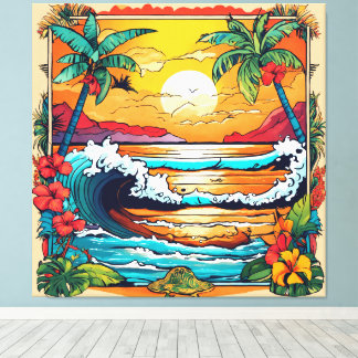 Retro Tropic Surge Canvas Print
