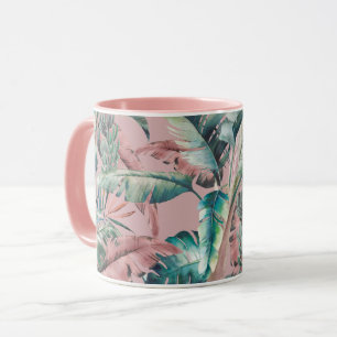 Retro tropical banana leaf mug
