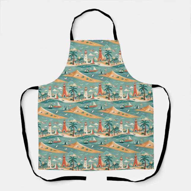 Retro Tropical Beach Apron (Front)