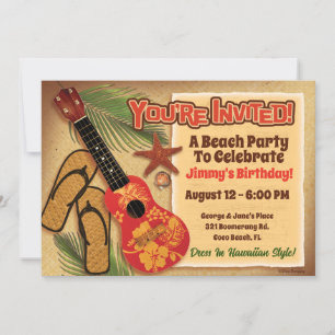 Retro Tropical Beach Party  Invitation