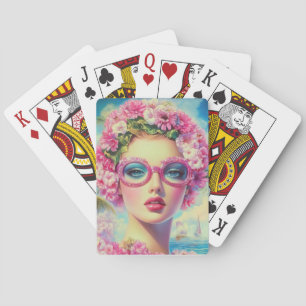 Retro Tropical Beauty Playing Cards